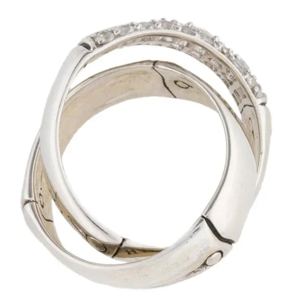 JOHN HARDY SAPPHIRE STERLING SILVER INTERLOCKING BAMBOO BAND RING